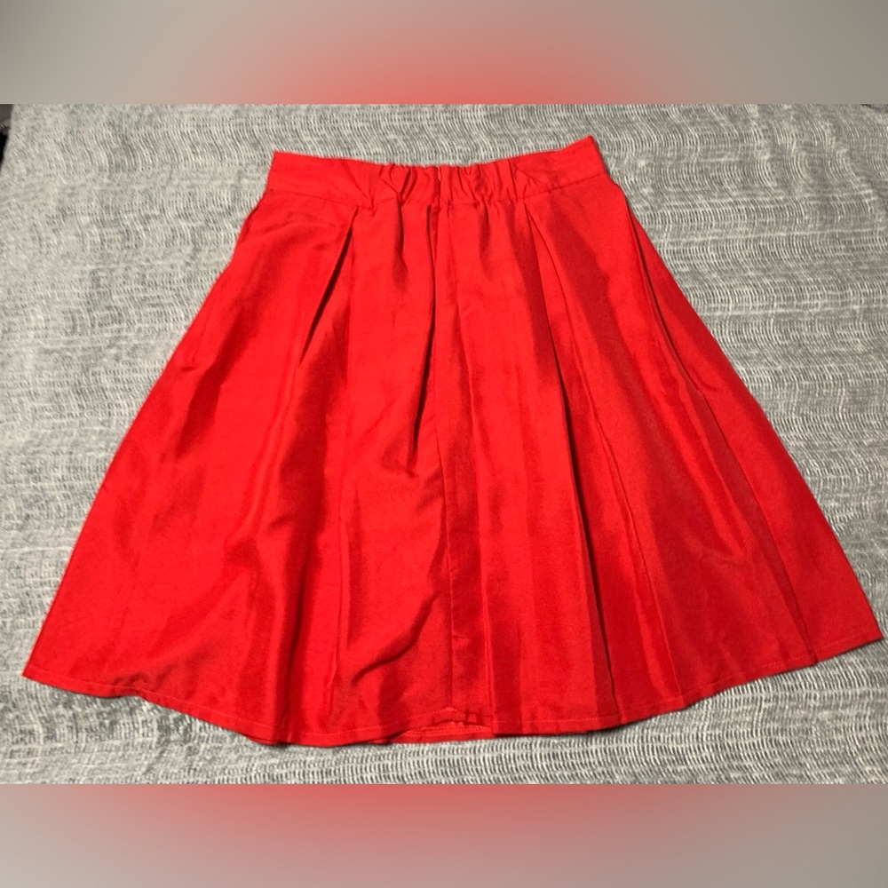 Red MIDI Women’s Lined Skirt - Picture 4 of 14